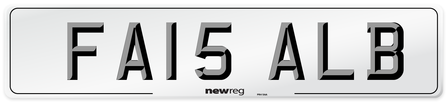 FA15 ALB Number Plate from New Reg